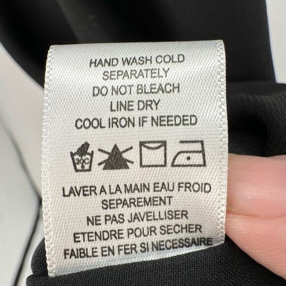 Pleione Black Chiffon Blouse Top Womens XL Ruffle Collar Tie Front Short Sleeve - Picture 10 of 12